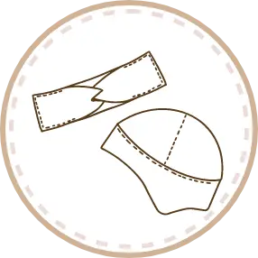 Badge für Kategorie 'Accessoires' zeigt eine Auswahl an handgemachten Hüten, Schals und weiteren Accessoires für Kinder.